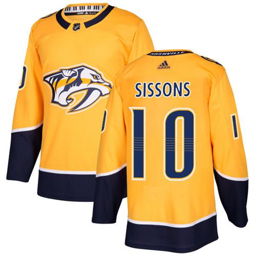 Adidas Predators #10 Colton Sissons Yellow Home Authentic Stitched NHL Jersey - Click Image to Close